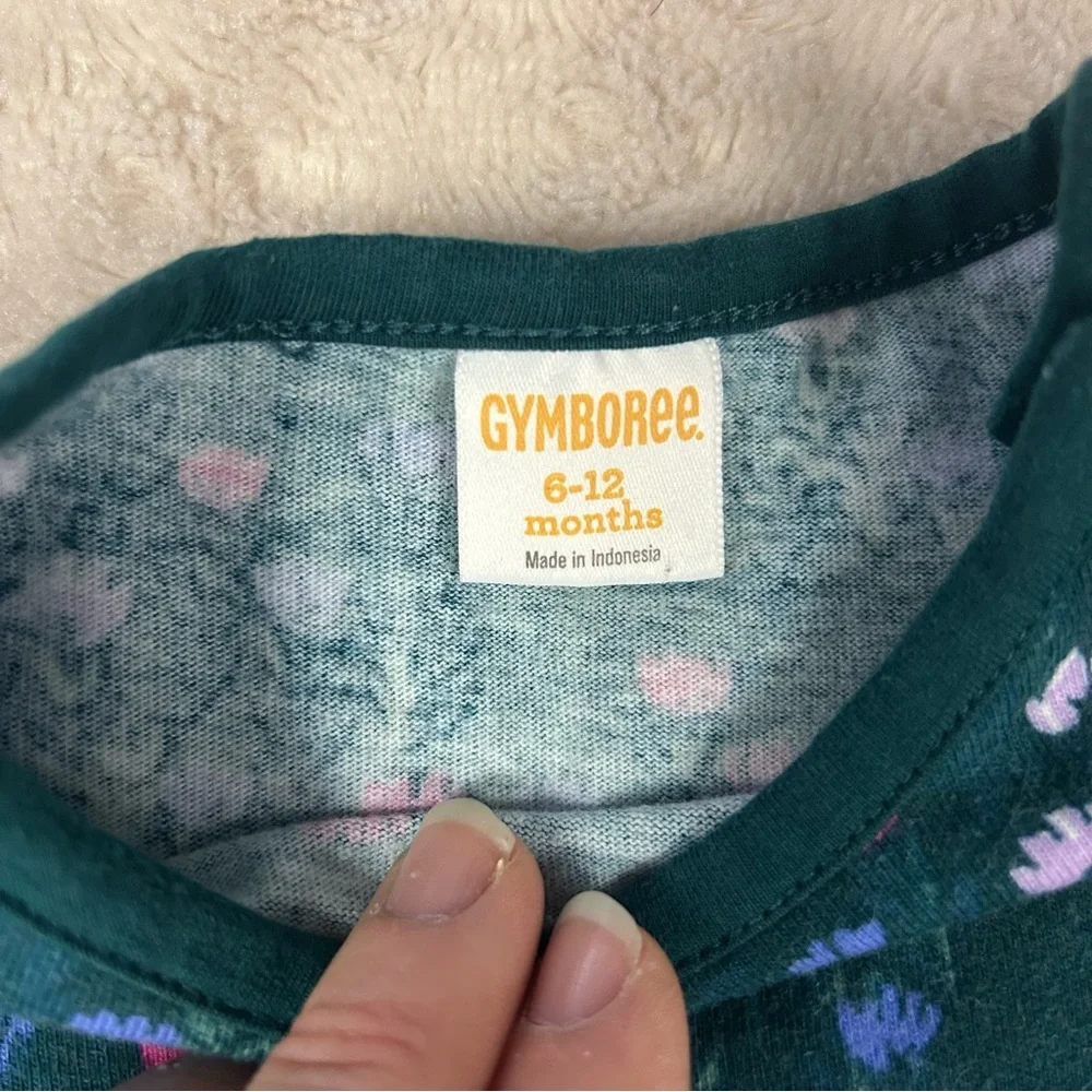 Gymboree Green Floral Dress Tulle Pink Silver Size 6-12 Months